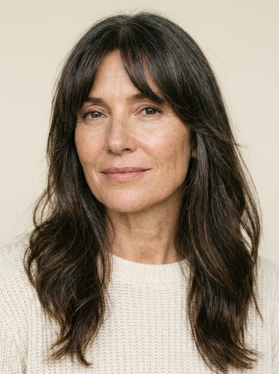 Lange Haare mit Curtain Bangs - Lange Haare ab 50